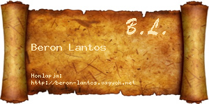 Beron Lantos névjegykártya